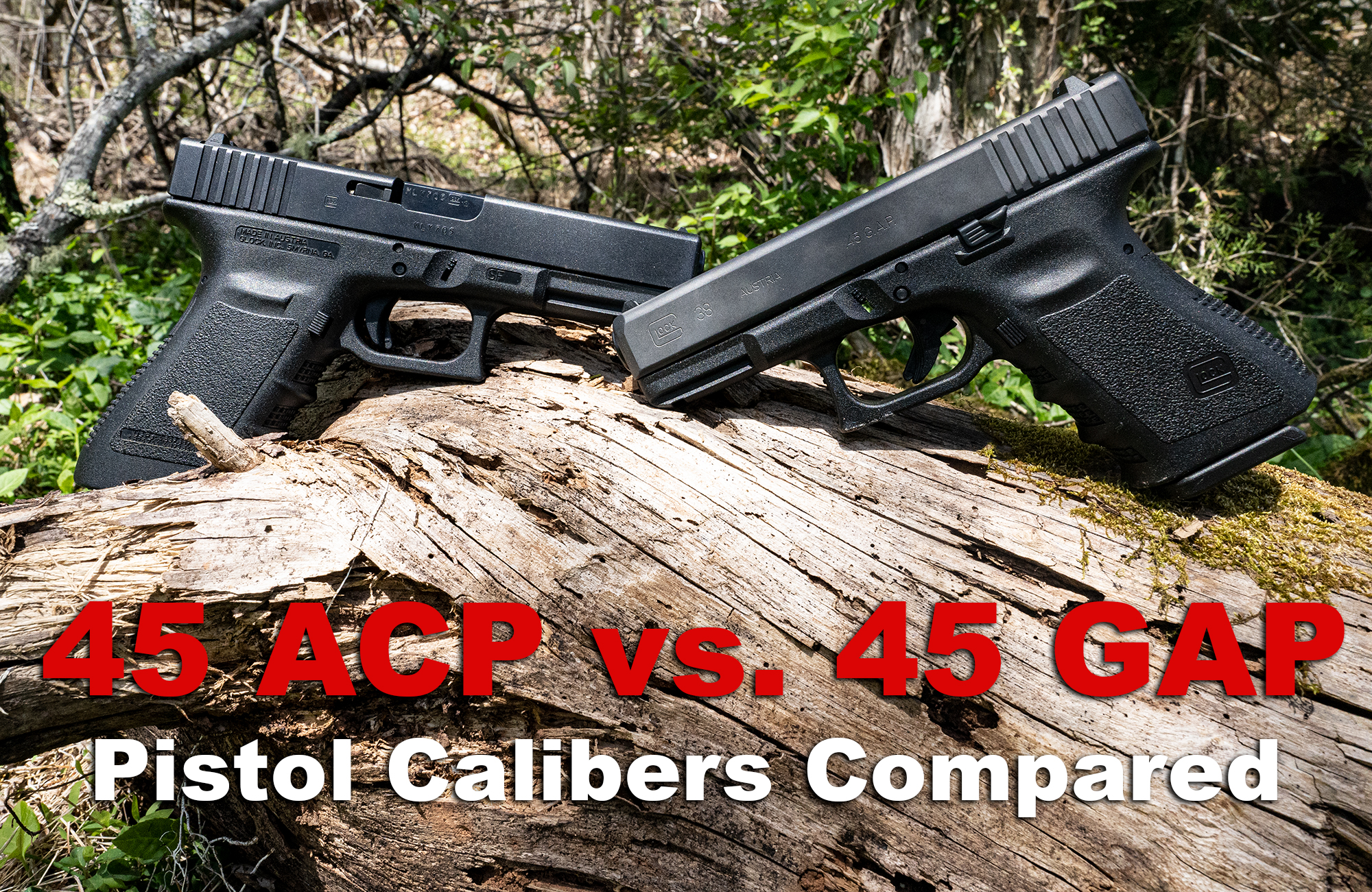 45 ACP vs 45 GAP pistols side by side