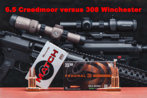 6.5 Creedmoor ammo and a rifle side by side with 308.