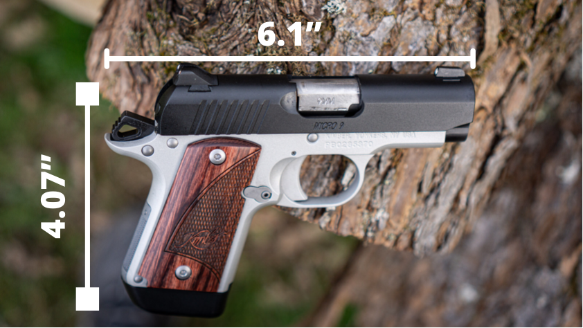 Kimber Micro 9 Carry Size Graphic showcasing the barrel length and grip size
