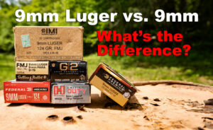 9mm vs 9mm Luger ammo boxes on a table at the shooting range