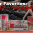 Some of the top caliber choices for deer hunting laid out at a shooting range.