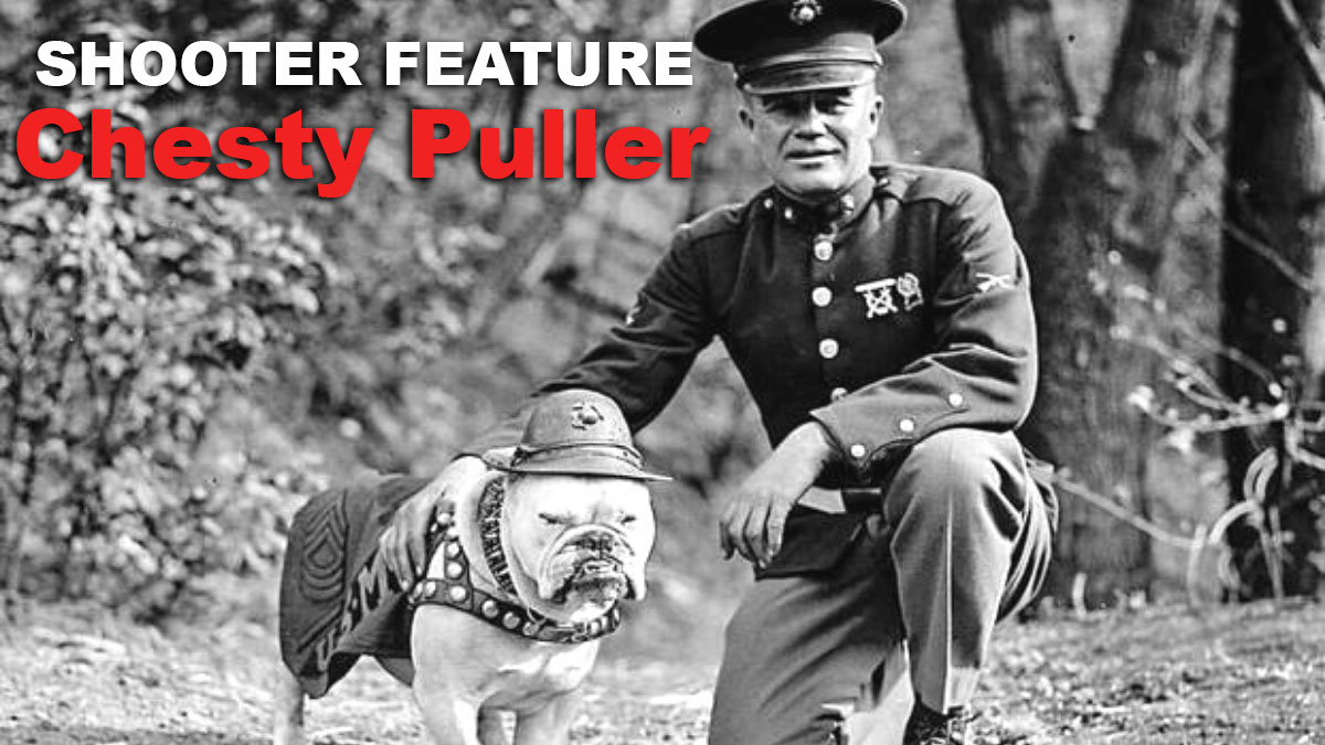 Chesty Puller posing with dog