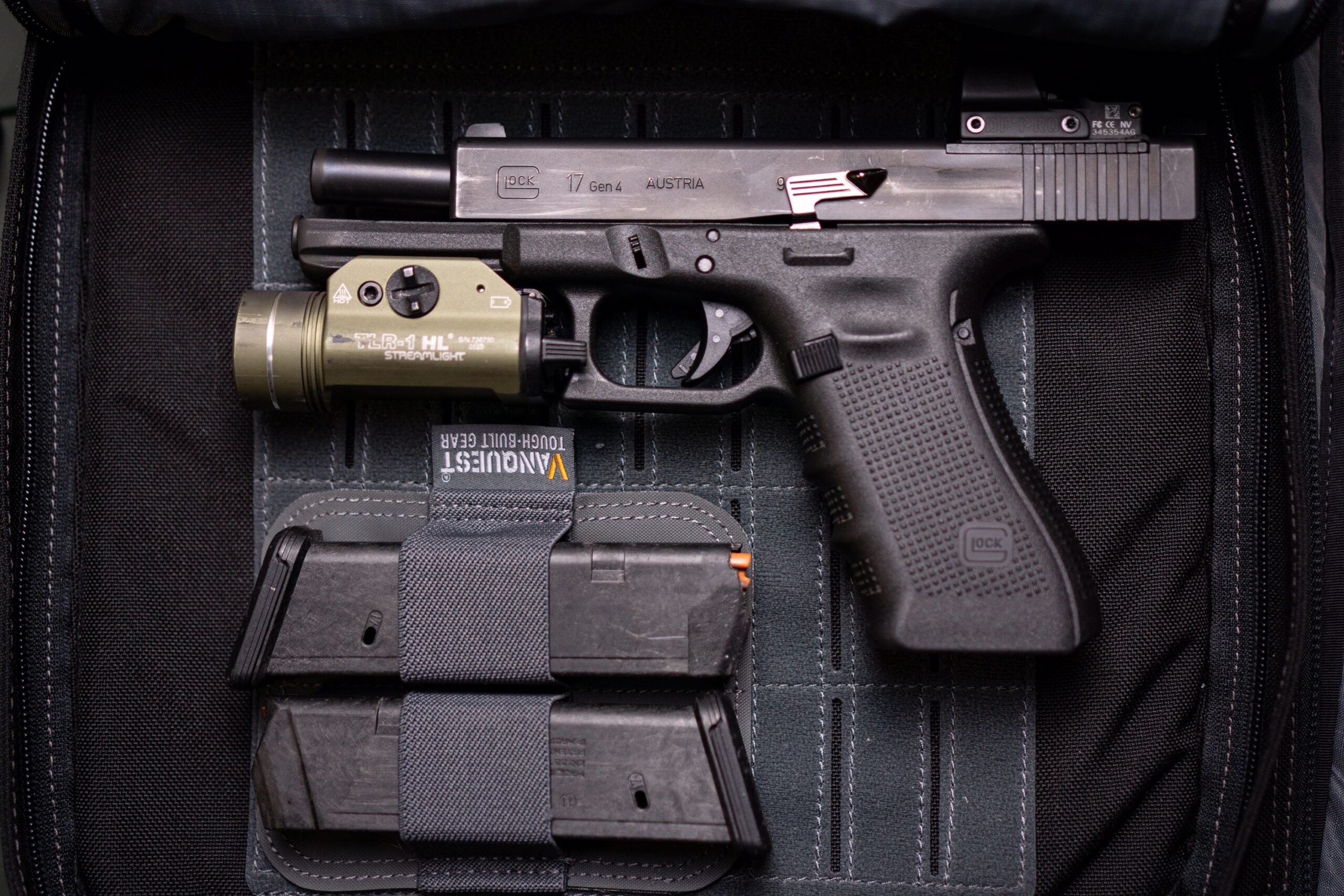 Glock 17 Gen-4 in a pistol bag with spare magazines