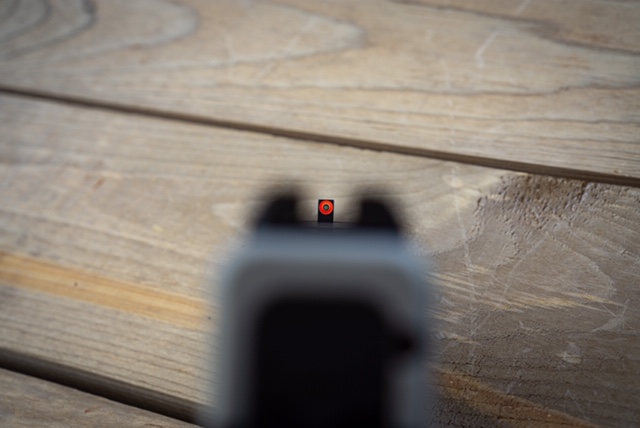 Ameriglow Night Sights shown at the shooting range