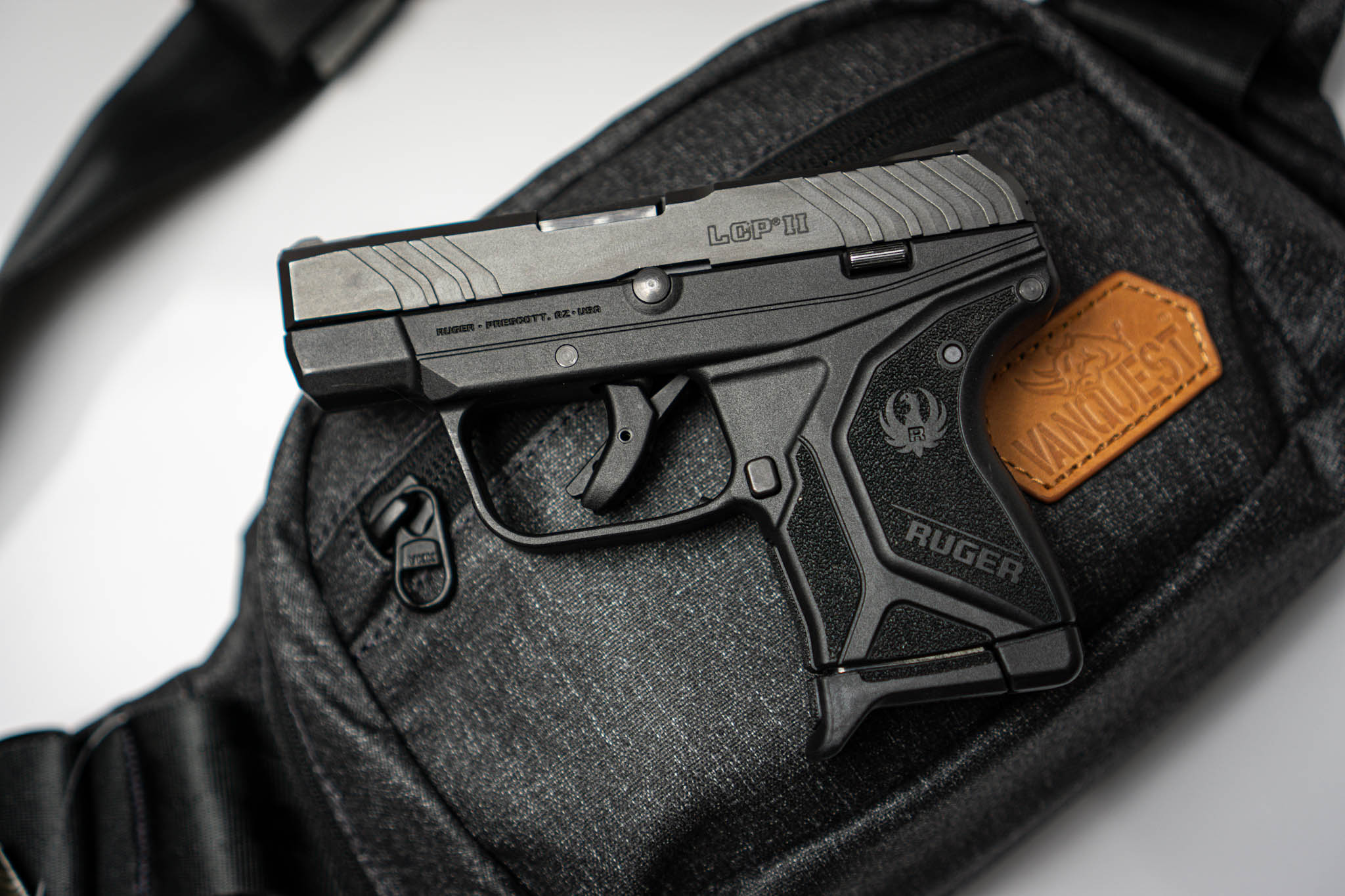 Ruger LCP II pistol displayed on a pack
