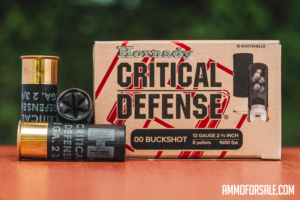 Hornady Critical Defense 12 gauge ammo displayed