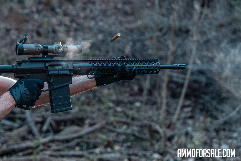 Shooting .308 rifle The author shooting a .308 rifle at a shooting range