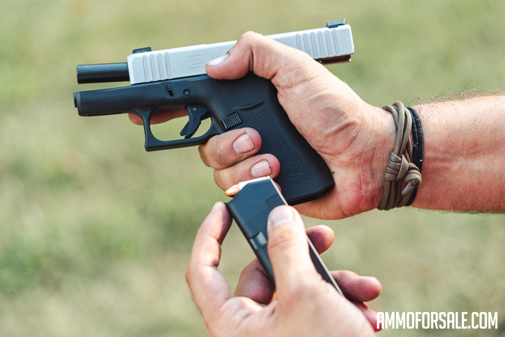 loading a 115 grain 9mm cartridge into a magazine