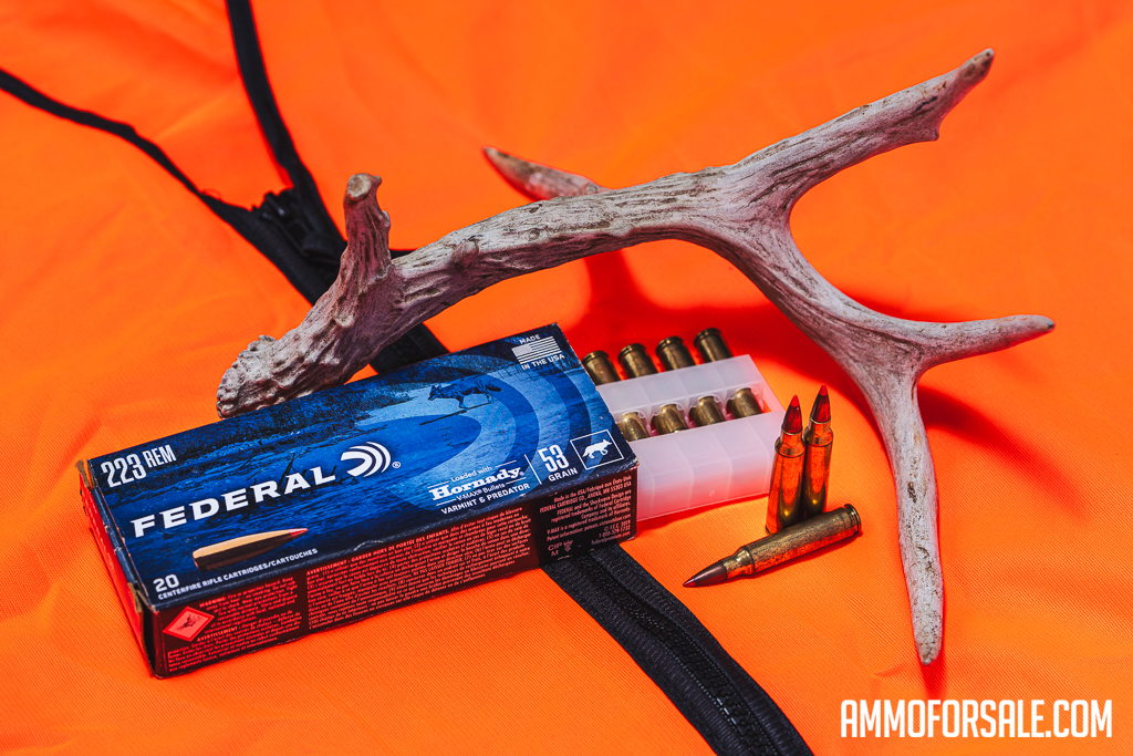 Federal 223 ammo loaded with Hornady V-Max bullets
