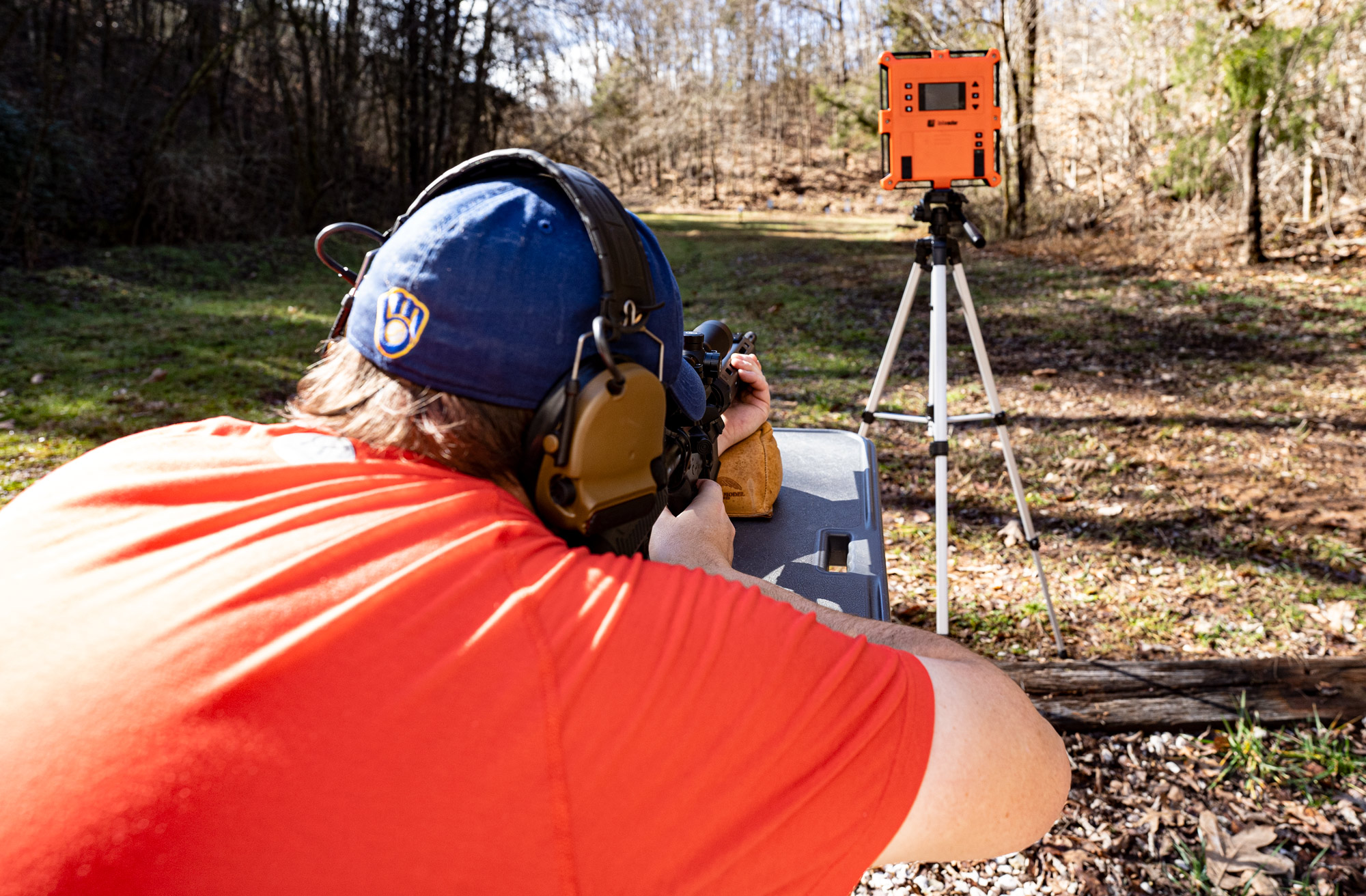 Firing a 6.5 Grendel rifle at a shooting range