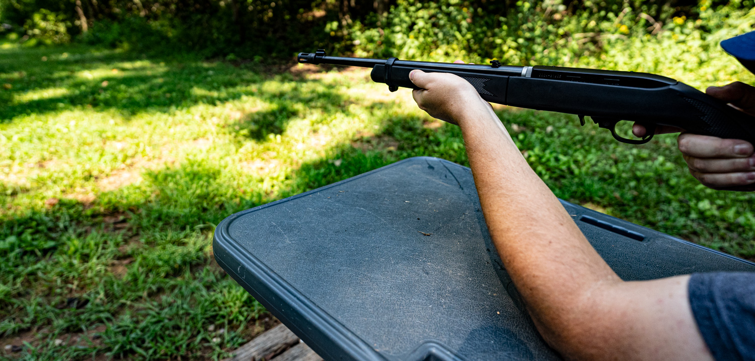 Shooting a Ruger 22lr long gun at the range