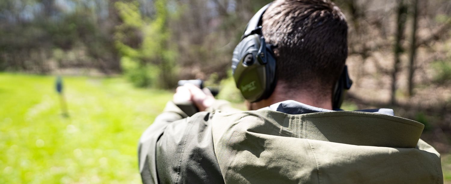 Shooting Hornady ammo at the range with a pistol