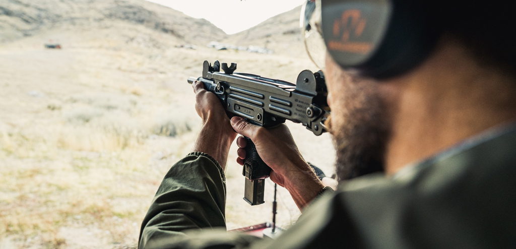 Shooting an Uzi at the range