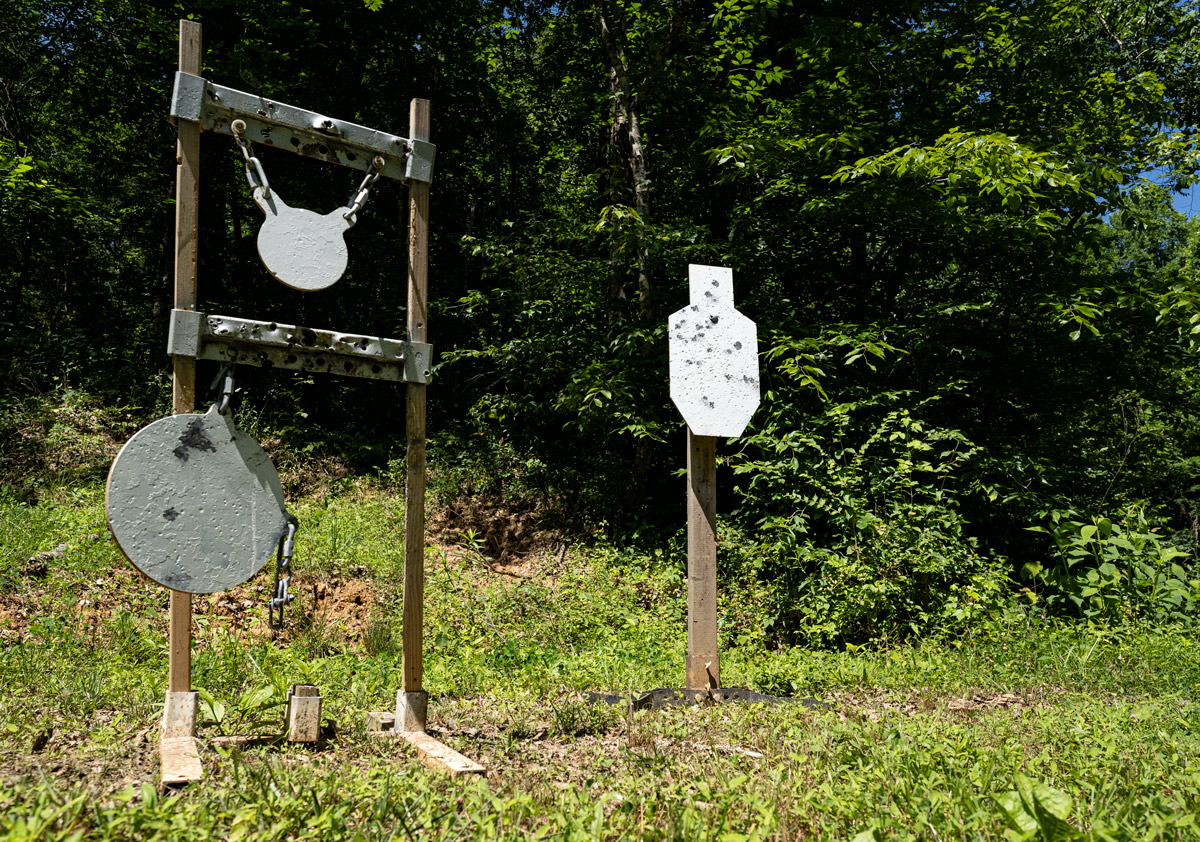 Steel targets arranged at a shooting range