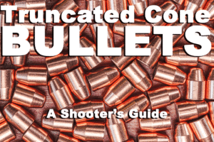 Truncated cone bullets scattered on a table