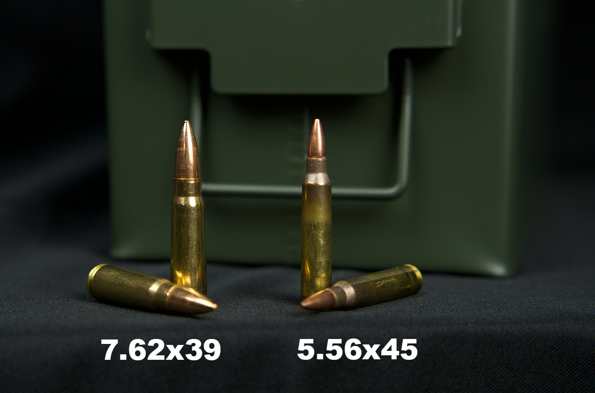 7.62x39 vs 5.56 ammo cartridges side by side