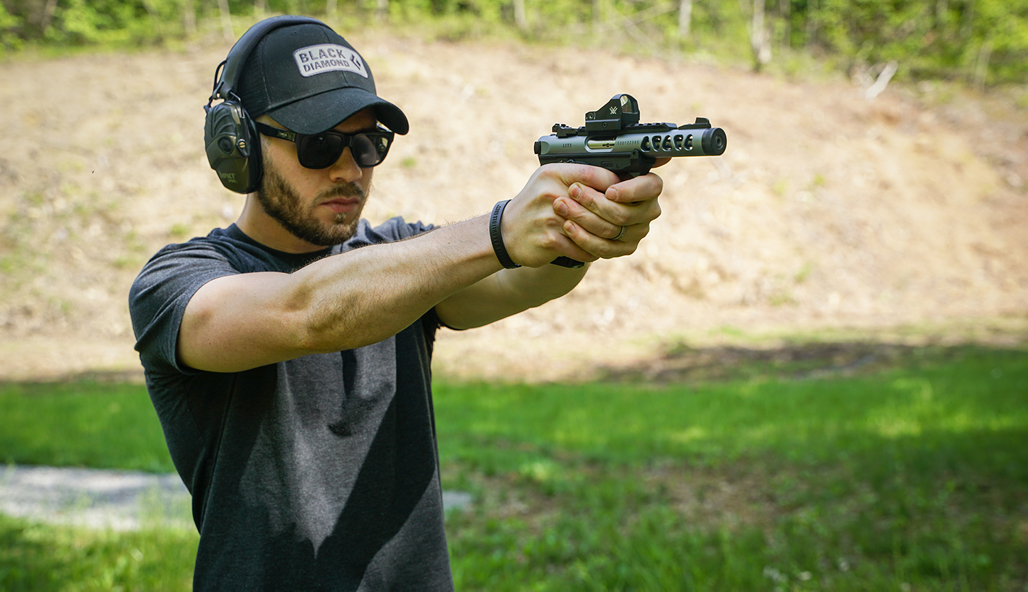 the author shooting 22LR ammo at the range