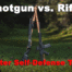 Shotgun vs rifle displayed at a shooting range